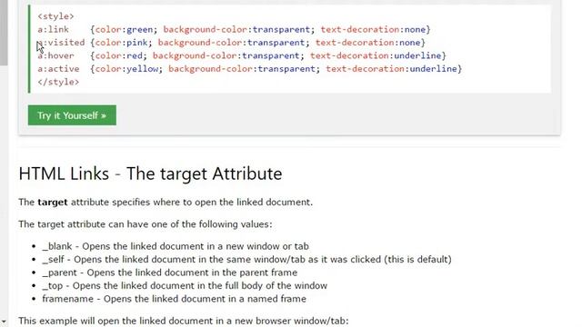 HTML Links or Hyperlinks Syntax -HTML Link Colors -CSS Links visited,hover,active смотреть онлайн