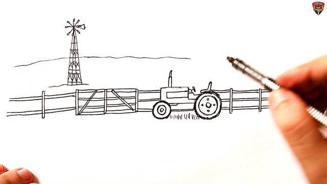 How to draw a Farm | Tractor drawing смотреть онлайн