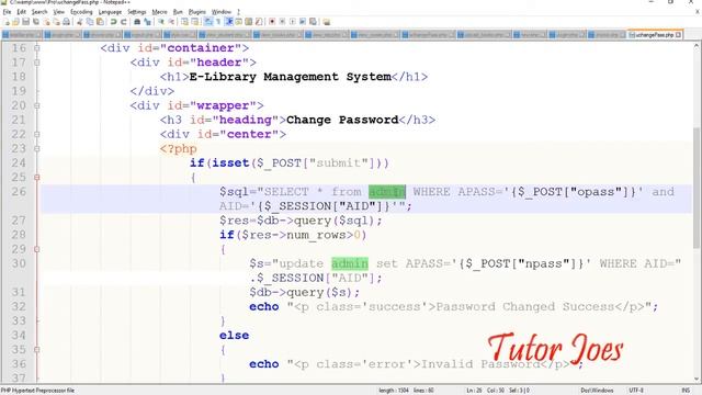 E-Library user Change Password In HTML CSS PHP MySQL Tamil Part-16 смотреть онлайн
