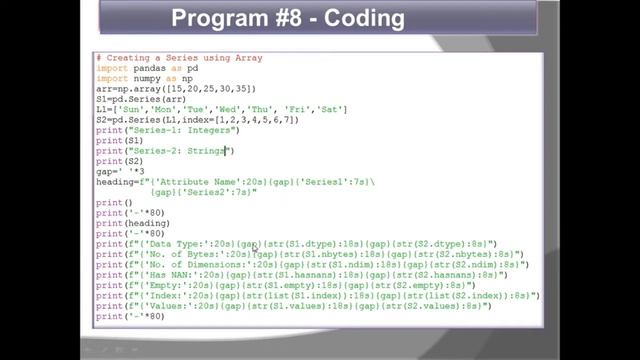 PROGRAM #8 | SERIES ATTRIBUTES | ATTRIBUTES OF PANDAS SERIES | INFORMATICS PRACTICES | CLASS 12 смотреть онлайн