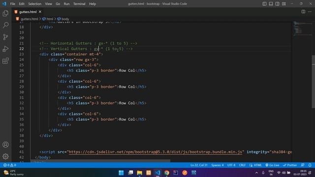 Bootstrap Gutters system tutorial | How to give space between columns in bootstrap 5 смотреть онлайн