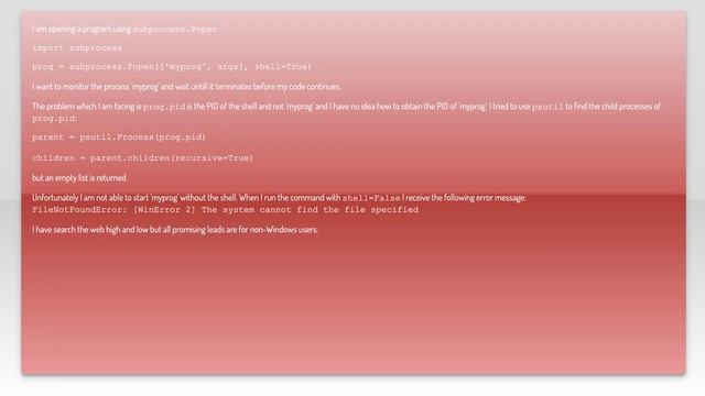 Monitor sub process created from a shell command in windows смотреть онлайн