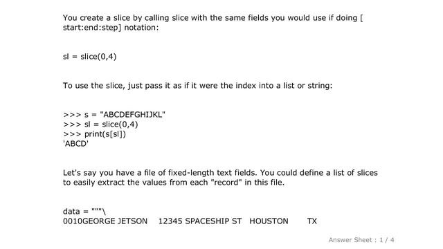 PYTHON : Python slice how-to, I know the Python slice but how can I use built-in slice object for i смотреть онлайн