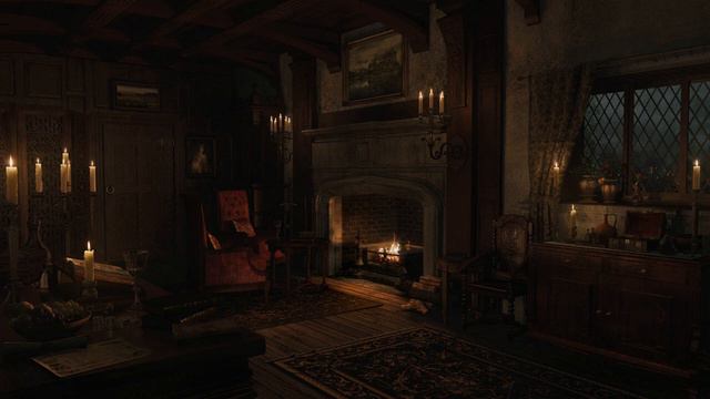 Звуки дождя и грозы Потрескивающий камин 3 часа смотреть онлайн