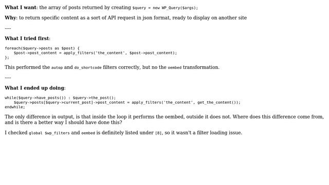 Wordpress: Why does apply_filters behave different inside and outside a loop? смотреть онлайн