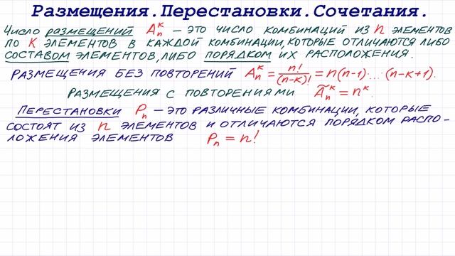 Комбинаторика: размещения, перестановки, сочетания смотреть онлайн