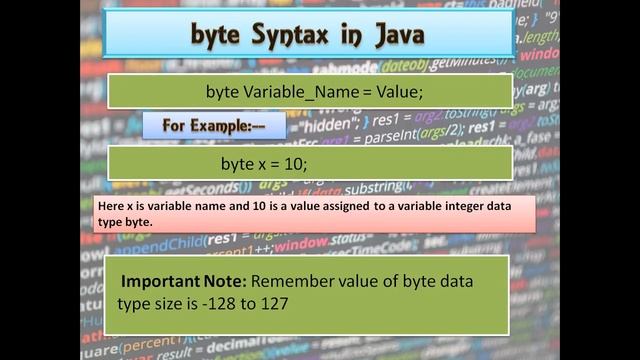 byte data type in java смотреть онлайн