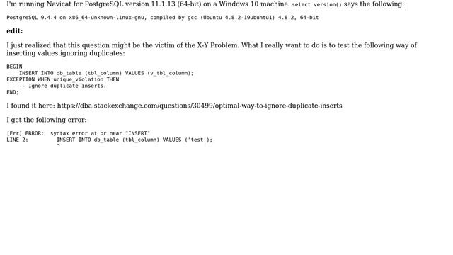 How do I in "Navicat for PostgreSQL" run a simple PL/pgSQL script like I would in MS SQL Server... смотреть онлайн