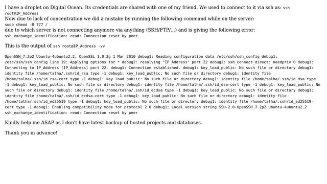 Digital Ocean: ssh_exchange_identification: read: Connection reset by peer смотреть онлайн