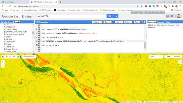 NDVI change detection and Calculate the total Area of Dense vegetation using Google Earth Engine смотреть онлайн
