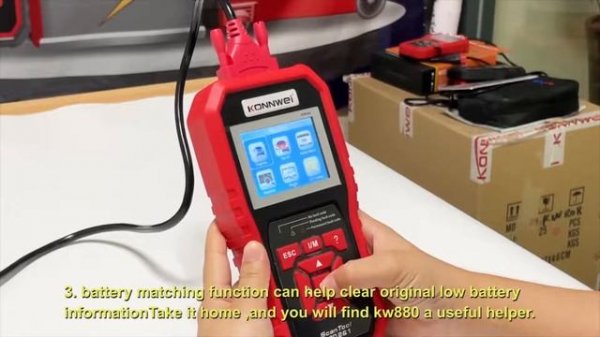 new konnwei KW880 OBD2 code reader scanner with battery tester and matching function