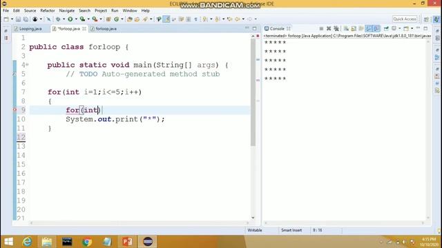 Star Pattern in JAVA ---1 Inner For Loop in JAVA. смотреть онлайн