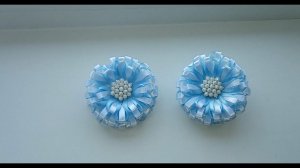 Зимние бантики из узкой атласной ленты шириной 6 мм