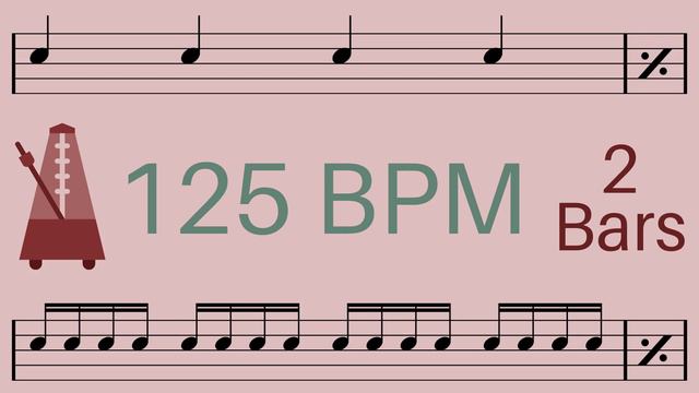Metronome Click Track - 2 Bars Quarter to Sixteenth Notes 125 bpm - Smartronome смотреть онлайн