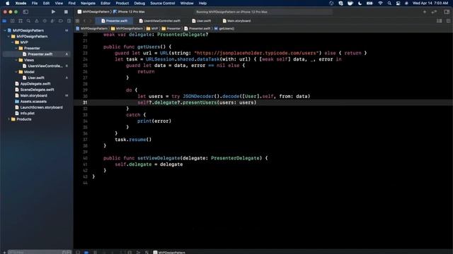 Swift: MVP Design Pattern Architecture (2022, IOS, Xcode 12, Swift 5) - IOS For Beginners
