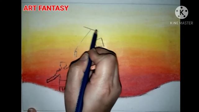 Scenery of kite flying || Makarshankranti drawing || step by step with oil pastel смотреть онлайн