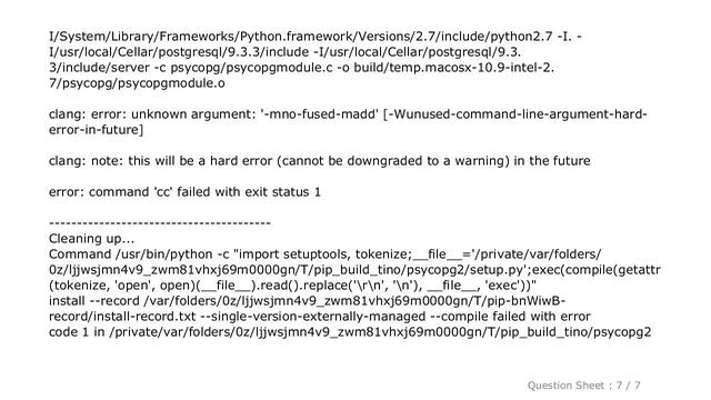 PYTHON : clang error: unknown argument: '-mno-fused-madd' (python package installation failure) смотреть онлайн