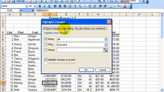 Excel 2003: Track Highlight Changes of Shared Workbook смотреть онлайн