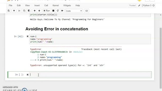Avoiding Error in Concatenation | Type Conversion str() int() |Python 03 | Lecture#09 смотреть онлайн