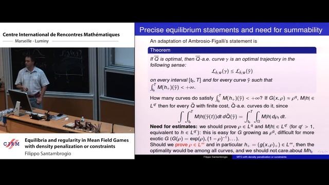 Filippo Santambrogio: Equilibria and regularity in Mean Field Games with density penalization or... смотреть онлайн