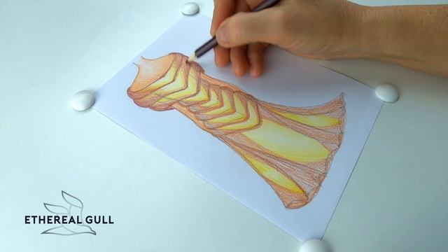 Drawing of the Original Gold Dress - Clothes Sketch Design смотреть онлайн