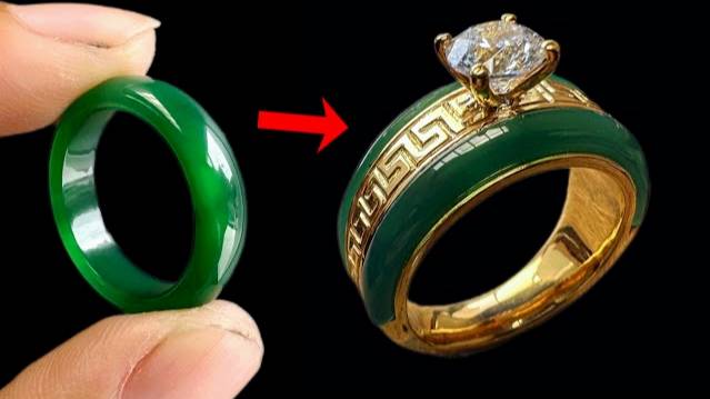 I Put Jade Stone Into Gold Ring - Unique Jewelry Handmade