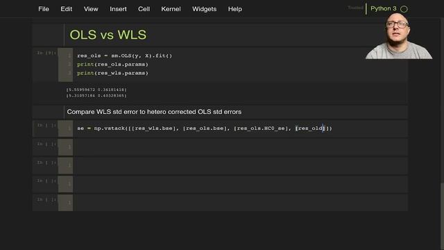Weighted Least Squares with statsmodels смотреть онлайн