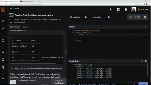 Codewars 8 kyu Training JS #8: Conditional Statement--Switch Javascript