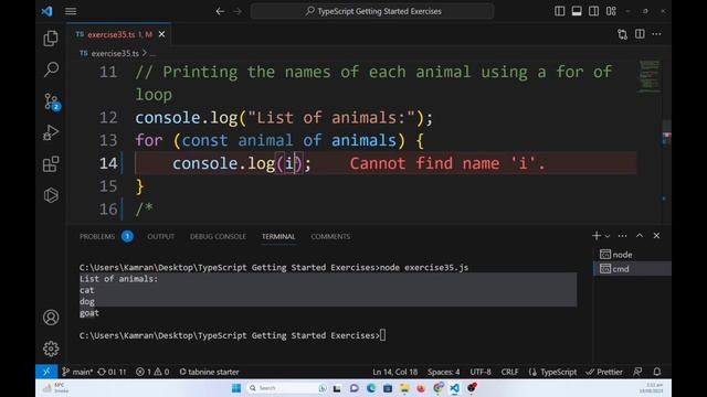 TypeScript basics Exercise 35: Animals: Use of For of loop, and if-else if conditional statement смотреть онлайн