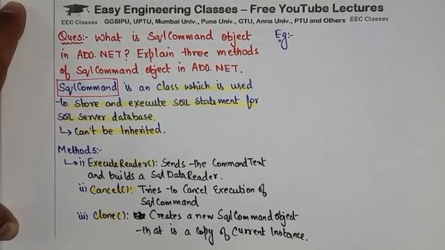 SqlCommand Object in ADO.NET with methods - .NET Technology Lectures смотреть онлайн