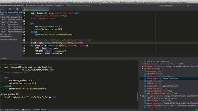 Track 5 | Python Data Engineering | Streaming data | Twitter | Extract & Transform смотреть онлайн