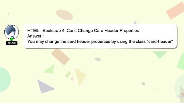 HTML : Bootstrap 4: Can't Change Card Header Properties смотреть онлайн