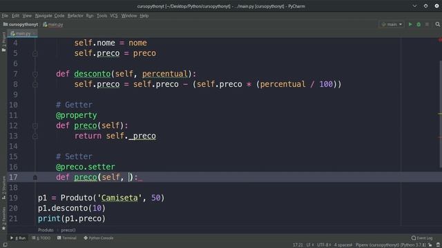 @property - Getters e Setters - Python Orientado a Objetos - Aula 38 смотреть онлайн