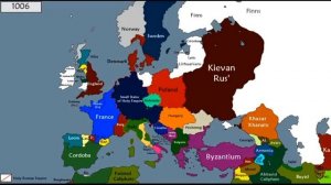 История всей Европы по карте начиная с первого года нашей эры и до нашего времени.????