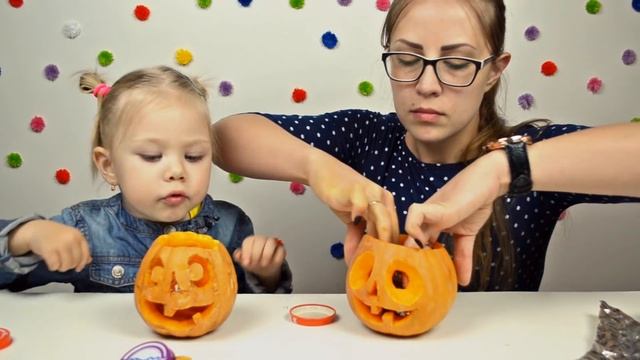 DIY ТЫКВЫ НА ХЭЛЛОУИН.PUMPKIN FOR HELLOWEEN WITH COLOR LIGHTS. смотреть онлайн
