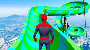 ЧЕЛОВЕК ПАУК СПУСК СО СКОЛЬЗКОЙ ГОРКИ АКВАПАРК В ГТА 5 МОДЫ! #shorts ОБЗОР МОДА В GTA 5 ВИДЕО MODS