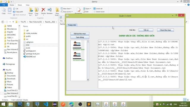 Demo Java networking - Chương trình giám sát thư mục từ xa client - server смотреть онлайн