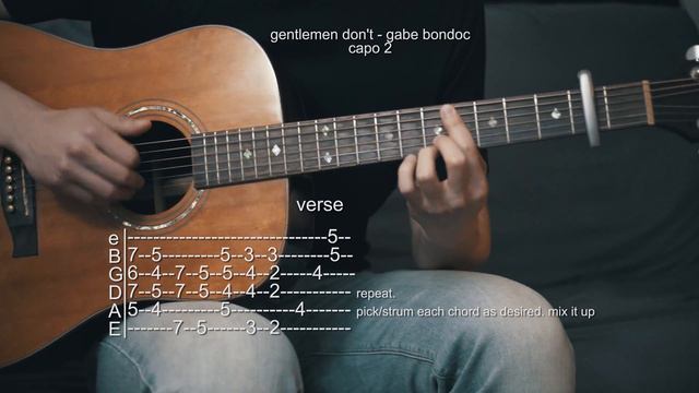 How To Play Gentlemen Don't - Gabe Bondoc - Guitar Tabs смотреть онлайн