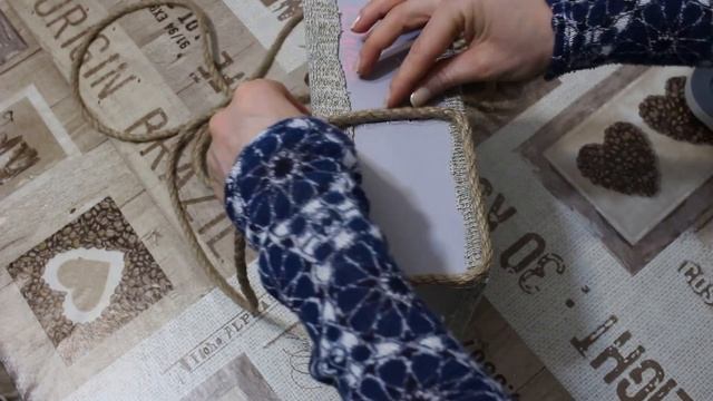 ? КРАСОТА из ДЖУТА (каната, веревки) и картона. Декор коробки своими руками. Jute craft ideas easy. смотреть онлайн