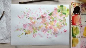 РИСУЕМ ЦВЕТУЩУЮ ВЕТКУ АКВАРЕЛЬЮ/РИСУЮТ ВСЕ!