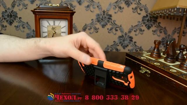 Противоударный усиленный фирменный чехол-бампер-пенал для LG G3 s Mini D724/D722 оранжевый смотреть онлайн