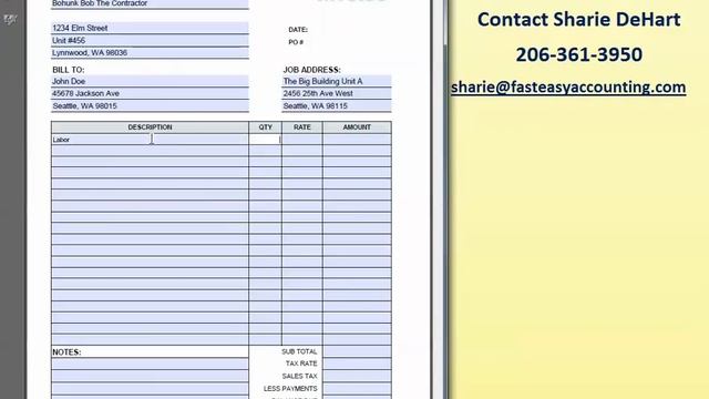 FREE Invoice Template For Contractors By Fast Easy Accounting смотреть онлайн