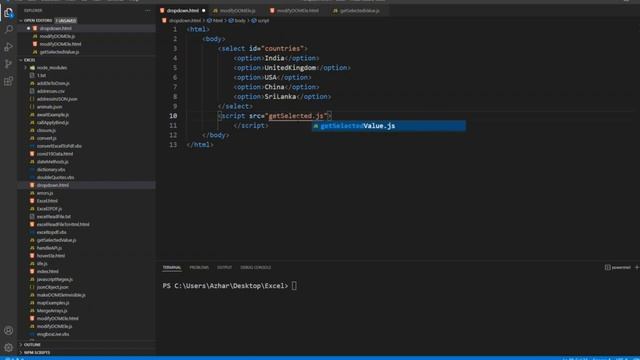 Print selected value from dropdown using JavaScript смотреть онлайн