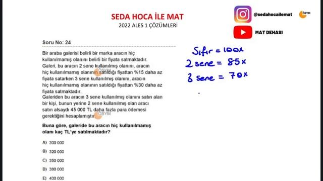 2022 ALES 1 MATEMATİK SORU ÇÖZÜMLERİ  - PDF Açıklama Kısmında
