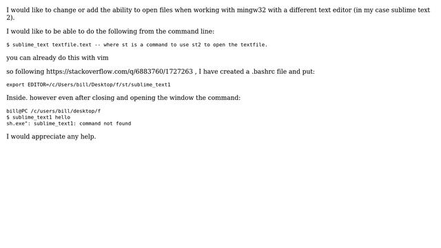 Trouble modifying .bashrc file to alllow sublime text 2 in git-bash смотреть онлайн