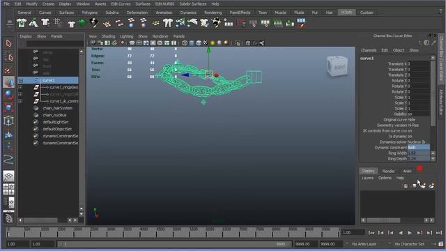 Python script for Maya - Create dynamic chain from curve 2.0 смотреть онлайн