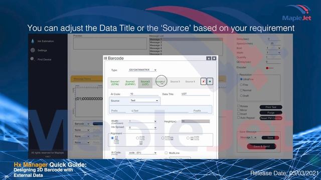 Designing 2D GS1 DataMatrix Barcode in Simple Message Editor Version 66 смотреть онлайн