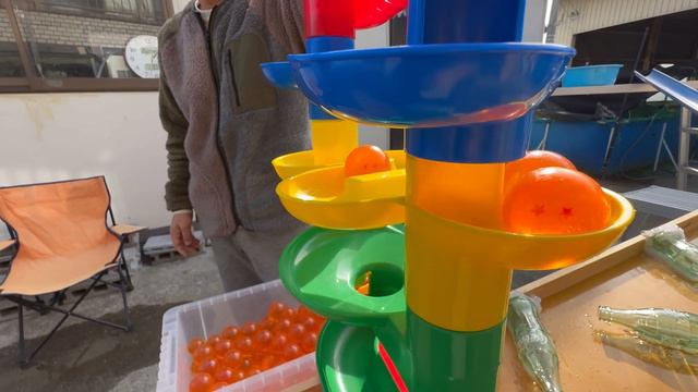 Rain Gutter Lined Wooden Marble Run Waterslide ASMR