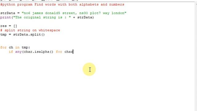 python program Find words with both alphabets and numbers смотреть онлайн