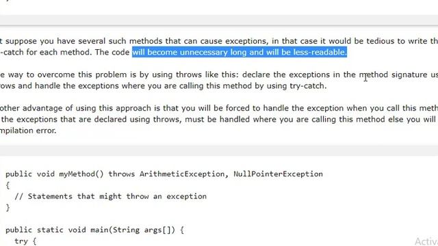 Throws clause in java – Exception handling смотреть онлайн